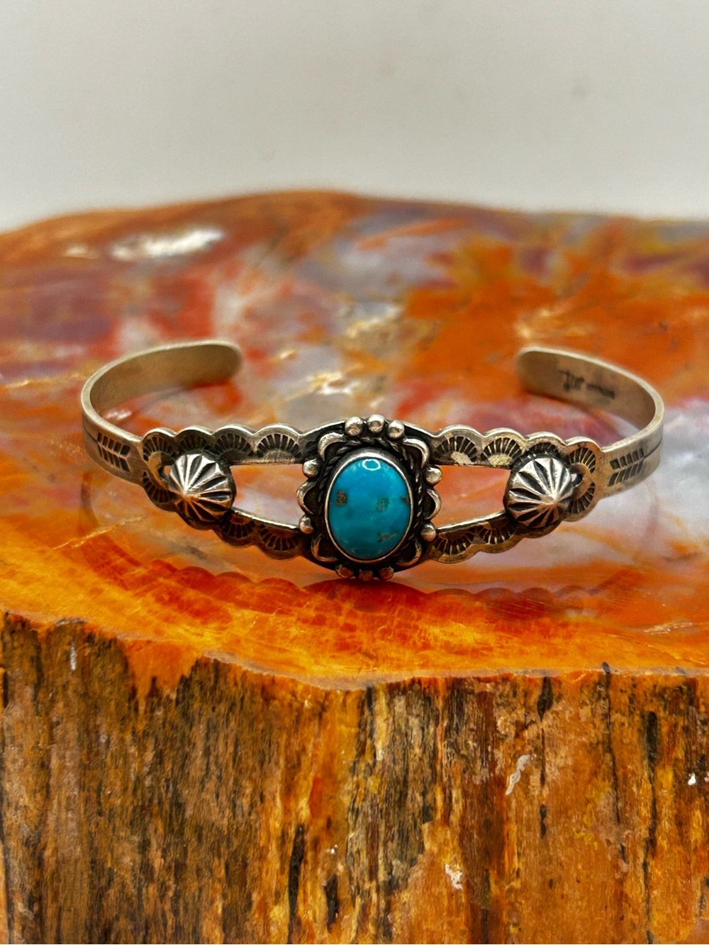 Southwest Sterling Silver Turquoise Bangle Bracelet